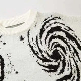Men's and Women's Loose Cotton Knitted Sweater New Retro Sweater Ripple Creative Stripe Punched Knitted Hoodie