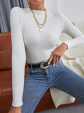 Pbong  Autumn Female Casual Stripes Red Tops Gray Knitted Sweater For Women Basic Pullovers Slim Fit Stand Collar Long Sleeve Spring