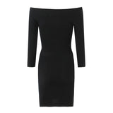 Pbong  Sexy Off Shoulder Striped Knit Package Hip Dress For Women Long Sleeve With Belt Bodycon Mini Dresses New Autumn Robe