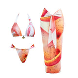3Pcs Mirco Bikini Mini Skirt Women Sexy Swimsuit Push Up Swimwear Female Bandeau Biquini Turquoise Bathing Suit Beachwear Outfit