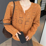Crochet Cardigan for Women Sheer Openwork Button Front Pointelle Knit Jacket Tops Blouse French Chic Boho Vacation Outfit