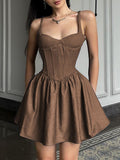 Brown Stitching Corset Birthday Party Dress