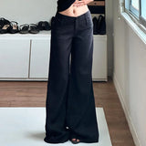 Pbong  Y2K Aesthetics Polka Dot Printed Flared Pants Women Casual Drawstring Full Length Trousers Fashion All Match Bottoms New
