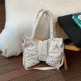 Women's Large Capacity Polka Dot Bow Tote Bag Sweet Cute Daily Crossbody Shoulder Bag New Trend Fashion Handbags and Purses
