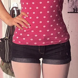 Pbong  Y2k Clothes T Shirt For Women Japanese Style Polka Dot Spring Summer Ropa De Mujer Vintage Versatile Short Tees