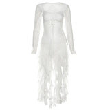 New Autumn and Winter Women's Clothing Sexy Pure Lust Lace Splicing Design Hollow Square Collar Fungus Top