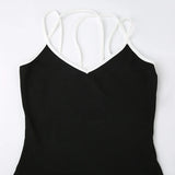 Casual Black Skinny Backless Bandage Dress