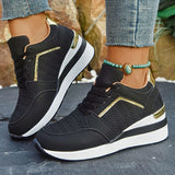 Pbong  Women's Lightweight Wedge Sneakers Thick Sole Breathable Running Sports Shoes Woman Plus Size Fashion Lace Up Platform Sneakers