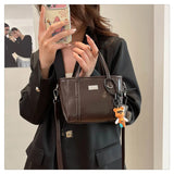 Pbong  Fashionable Soft Leather Bucket Bag Women's Crossbody Shoulder Bag Korean Style Simple Casual Commuting Handbag