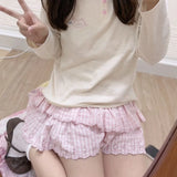 Japanese Style Kawaii Mini Skirt Women Sweet Harajuku Lolita Plaid Skirts Pink Y2k Cutecore Summer A-line Ruffle Skirts