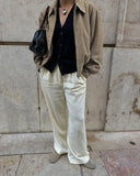 Pbong  New Autumn Laid-back Fashion Retro Long Sleeve Collar Jacket Women Suede Zipper High-grade Simple Solid Color Coat