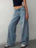 Low Rise Jeans for Women Jeans Wide Straight Leg Baggy Jeans Y2k Vintage Boyfriend Denim Pants with Pocket Streetwear