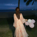 Pbong  Pink and Tender Printed Dresses with Beautiful Clear and Romantic Atmosphere Cute Long and Short Style of Celebrity Lady