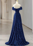 Pbong  Sequin Off Shoulder Prom Dresses Mermaid Ball Gown Sweetheart Evening Gown Long for Women