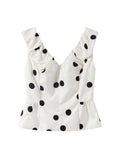 Pbong  Polka Dot Spaghetti strap Bud Skirt Suits Women Sexy Deep V Sleeveless Waist Cinching Tops Long Skirt Charming Ladies New Outfit