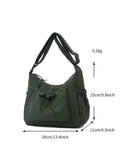 Olive Green Gingham Plaid Nylon Hobo Bags For Women Large Capacity Drawstring Shoulder Bags Lightweight Daypack for School Bags