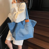 Pbong  Large Canvas Shoulder Bag for Women Ladies Tote Shopper Bag Korean Fashion Luxury Designer Female Handbags Purses Travel  black bag tote bag