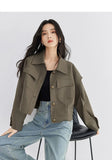 Streetwear Y2K Cargo Jacket Women Vintage Casual Long Sleeve Fall Short Coat Harajuku American Retro Pockets Bf Outwear Top
