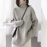 Oversized Turtleneck Sweater Soft Rib Knit Long Sleeve High Neck Pullovers Women Plain Jumper Autumn Winter 90s Normcore Outfit