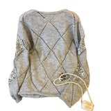 Pbong  Women's Oversized Loose Versatile Knitwear Sweater Spring Autumn New Lazy Style Big Size Crew Neck Pullover Knitted Top