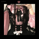 Pbong  Lolita Style Sweet Shirts For Women Long Sleeve Bow Japanese Blouses Blusas Mujer De Moda Hollow Out Lace Summer Cute Tops