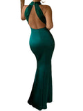 Pbong  Women Long Dress Cross Halter Backless Ball Gown Cocktail Party Evening Dresses Sleeveless Summer Dress