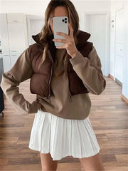 Casual Woman Black Loose Short Vest Female Fashion Oversized  Solid Color Tank Ladies Basic Warm Sleeveless Jacket