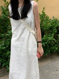 Pbong  Laid-ba Sle Women's Vest Dr Unique Design Long Summer Faion Item Ele Skirt Trendy Gown Lazy Chic Dr