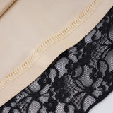 Pbong  Elegant Fashion Sexy Lace A-Line Dress See Through Dark Bandage Backless Square Collar Long Sleeve Mini Dresses For Women