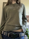 Pbong  Women's Fall Casual Tops Stripe Graphic Loose Fit T-Shirts Long Sleeve Crew Neck Pullovers Y2K Aesthetic Clothes