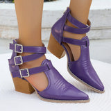 Pbong  Punk Style Buckle Strap High Heels Sandals Women Pointed Toe Chunky Heeled Gladiator Shoes Woman Ankle Strap Summer Ankle Boots