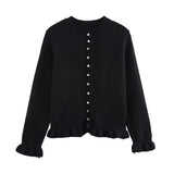 2025 New Women's European & American French Design Sweaters Female Elegant Simple Layered Decoration Versatile Knitted Cardigans