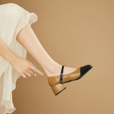 Pbong  Beige Japanese Style Lolita Square Toe Heels Mary Jane Buckle Strap Woman Footwear with Medium Shoes for Women Chunky Gothic Y2k