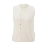 Pbong  Women Sweater Vest Elegant Front Button Round Neck Cardigan Crop Tops Chic Fashion Tank Tops Casual Streetwear