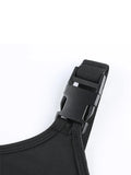 Sleeveless Cut Out Skinny Sexy Buckle Straps Bodysuit Women Goth Rave Streetwear Baddie Outfits
