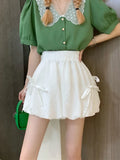 Pbong  Sweet Fashion Loose Bloomers Shorts Women High Waist Korean Preppy Style Short Pants Casual Design All Match Solid Shorts