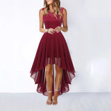 Pbong  Spring Summer Hollow out Waist Cinched Lace Evening Dress Midi Skirt Sleeveless round Neck Polyester Fabric Empire Waist