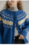 Vintage Y2k Tops Contrast Color Cardigan Loose Womens Clothing Autumn O Neck Sweater Korean Fashion Sueters De Mujer