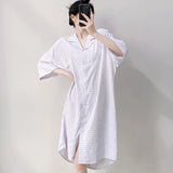 Pbong  Plaid Shirt Skirt Long Nightgown Spring Summer New Women's Sleepwear Homewear Elegant Cardigan Nightdress Lingerie Loungewear