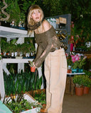 jaded london khaki wash to make old jeans mid-waist silhouette straight leg trousers