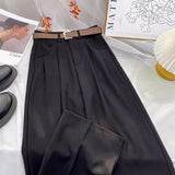 Elegant Womens High Waisted Suits Pants Spring Summer 5 Solid Colors Trousers with Pockets Casual Office Lady Pants