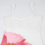 Flowers Printing Strap Backless Beach Dress