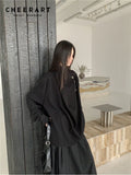 Irregular Black Oversized Designer Shirt For Women Long Sleeve Top High Fashion Trending Clothing