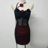 Pbong  Sexy 3D Flower Hollow Out Waistless halter Strapless Dresses for Summer Women's Dress New Skinny High Waist Mini Hip Wrap Dress