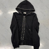 American Retro Gothic Rivet popular Casual High street trendy fashion hooded subculture comfortable versatile zipper sweatshirts