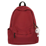Pbong  Unisex Solid Black Backpacks Large Capacity Waterproof Leisure Or Travel Bags Simple Nylon Light School Bags For Boys Or Girls