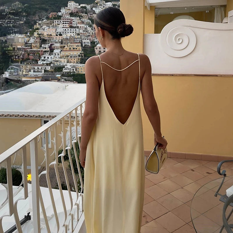 Summer Sexy Open Back Sleeveless Slip Maxi Dress Cut Out Club Party Dr – Pbong