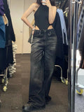 Vintage Black Wide Leg Jeans Women Oversized High Street Korean Fashion Baggy Denim Trousers Grunge Y2k Female Hip Hop