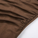 Vintage Brown Halter Neck Mesh Dress