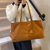 Pbong  Large Capacity Faux Suede Shoulder Bags Solid Simple Big Handbags Women Elegant Retro Female Bags New In Casual Totes